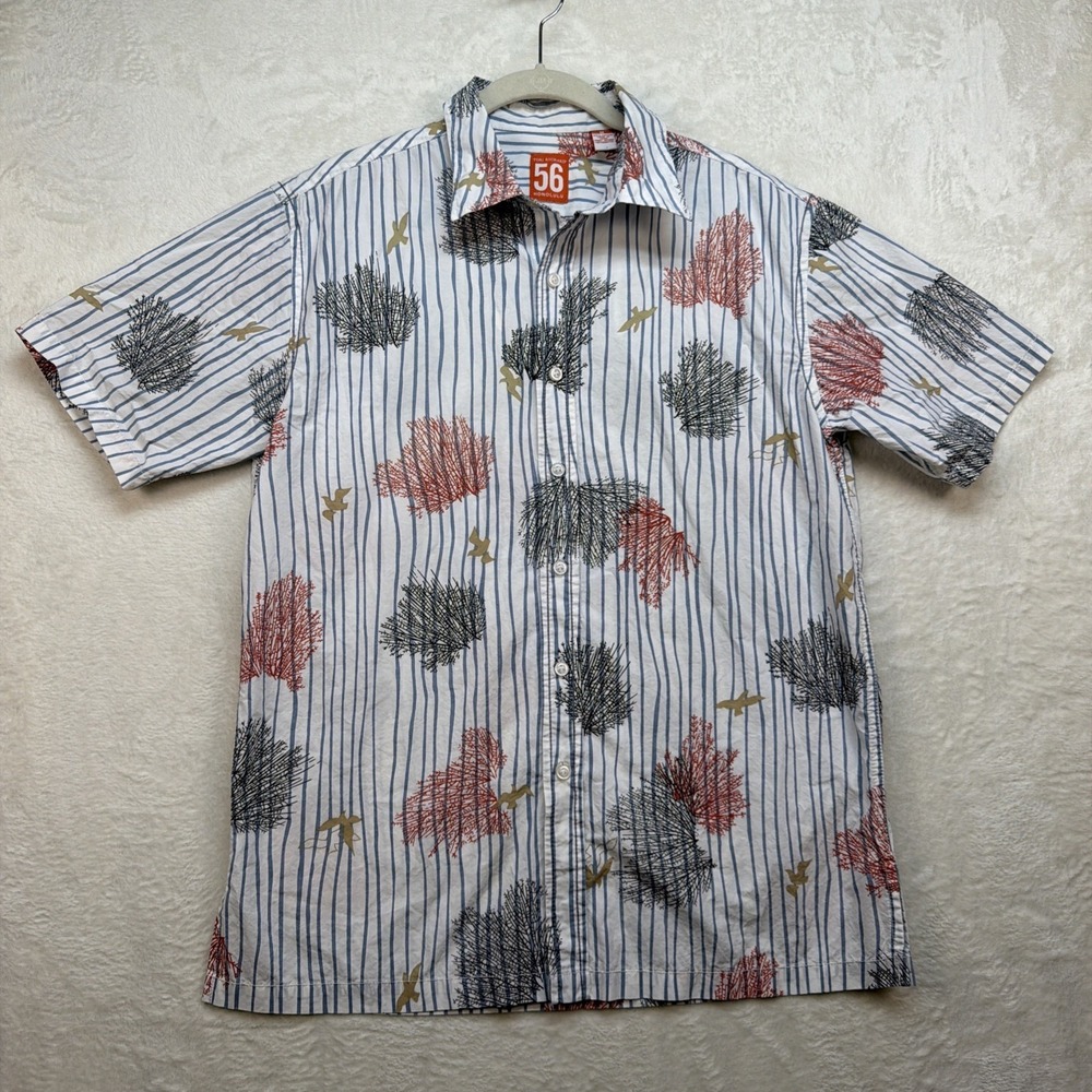 Tori Richard 56 Honolulu Hawaiian Shirt Coral Reef Print Striped Mens Medium